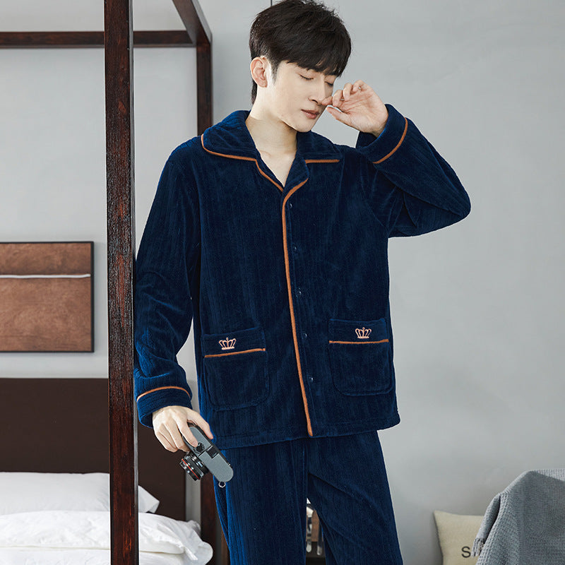 Pair-Pajama-Set made of coral fleece, lined, with zipper