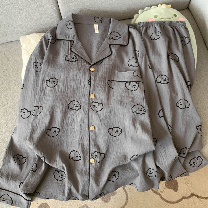 Men's pajama set made of cotton muslin, breathable