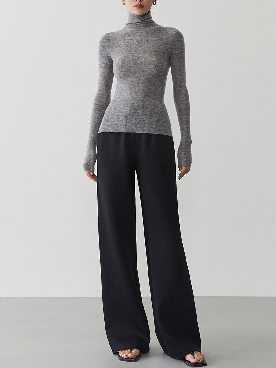 Women's cashmere sweater with stand-up collar, seamless