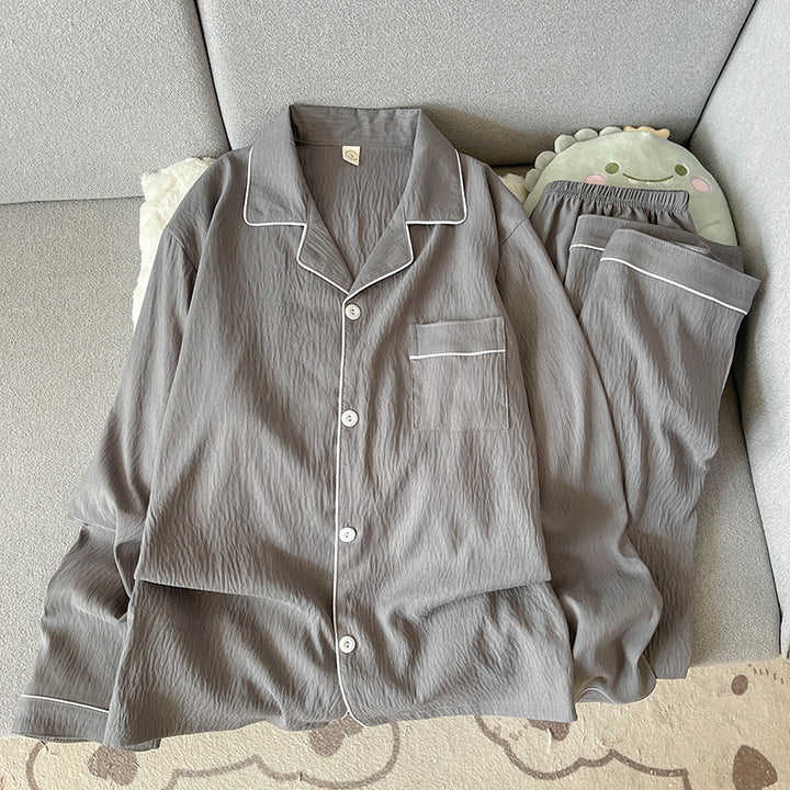 Men's pajama made of soft cotton gauze, plain