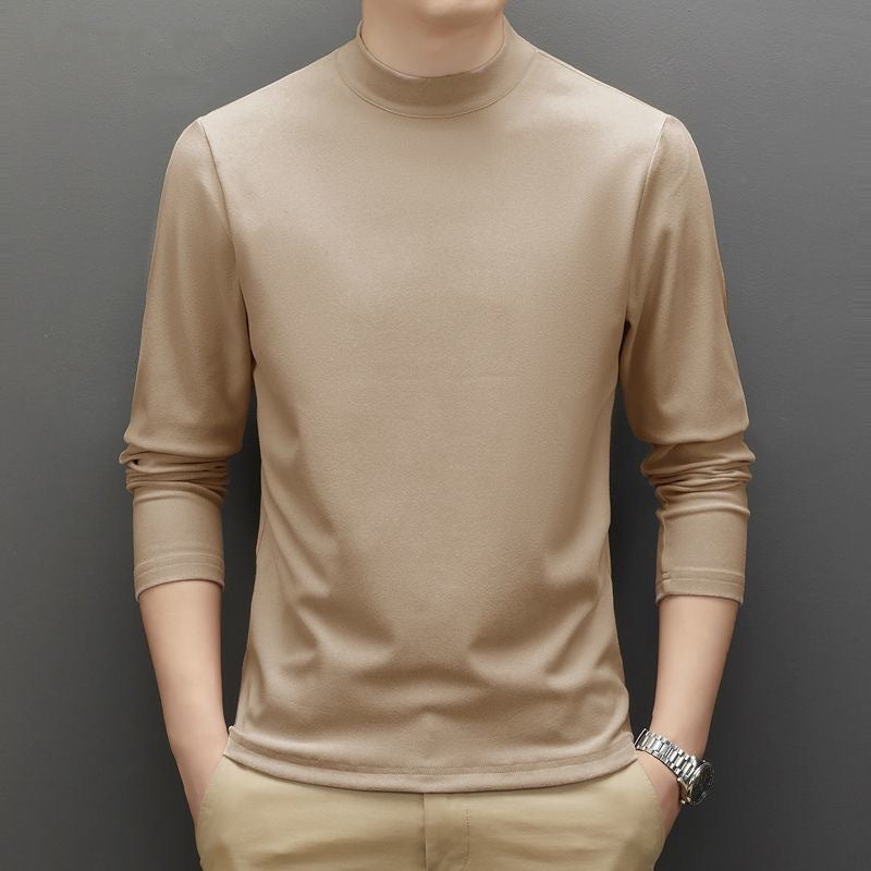 Men's long sleeve shirt with stand-up collar, padded