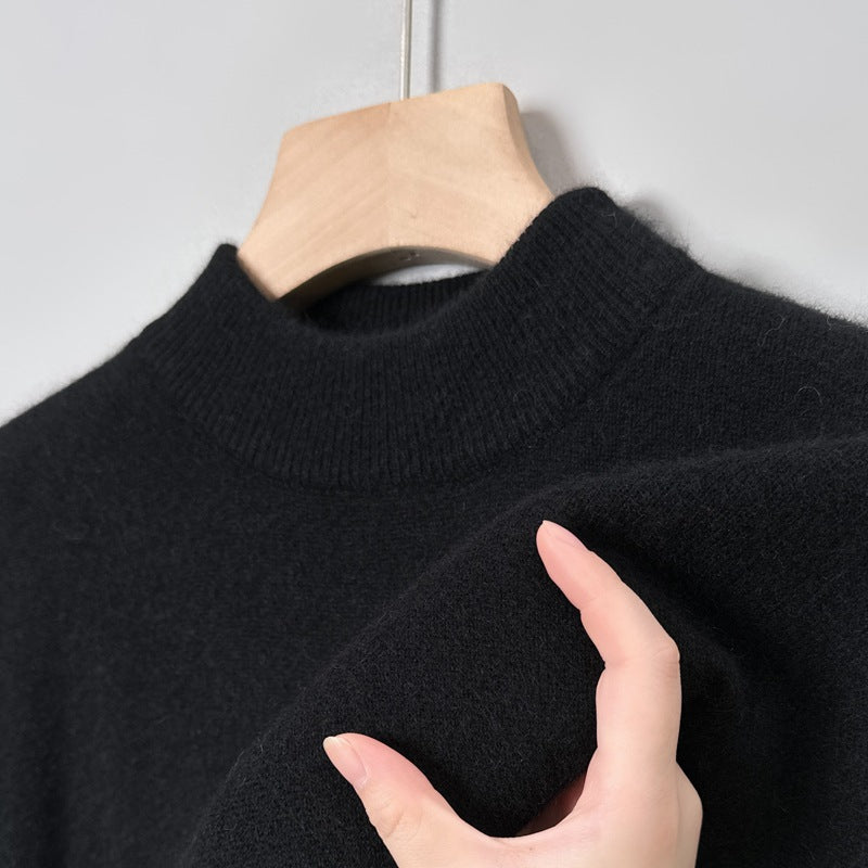 Men's pullover with stand-up collar, solid color, easy care