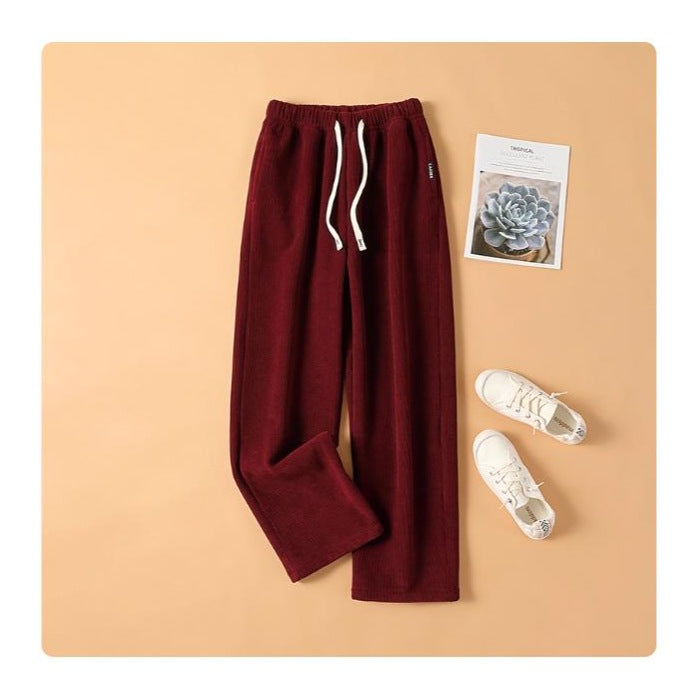 Ladies corduroy pants, high waist, straight fit