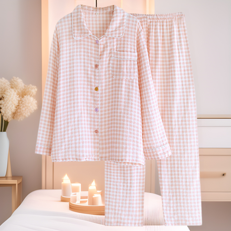 Women's pajamas, cotton muslin, long