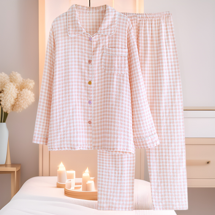 Women's pajamas, cotton muslin, long