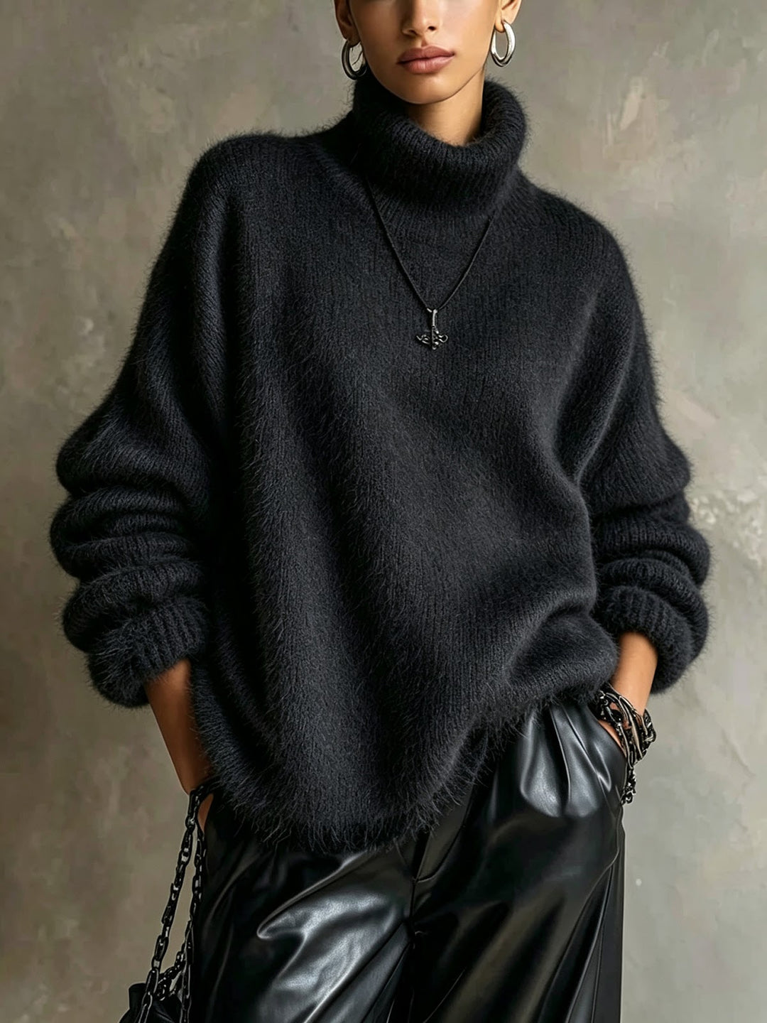 Fluffy turtleneck sweater