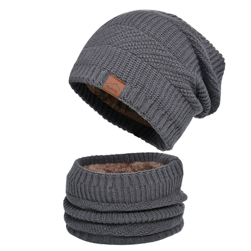 Knitted beanie and scarf set, lined, winter