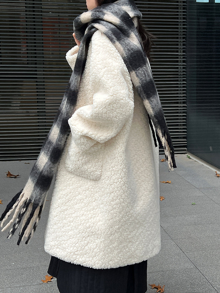 Long Women's Sheepskin Coat, Korean Style