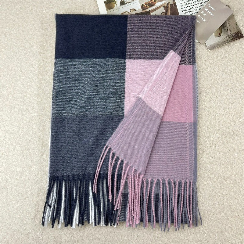 Checked scarf made of cashmere imitation, 65x180cm