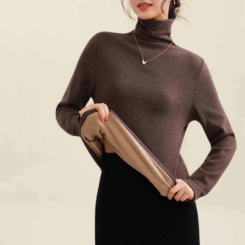 Women's Wool-Silk Sweater, lined, with stand-up collar