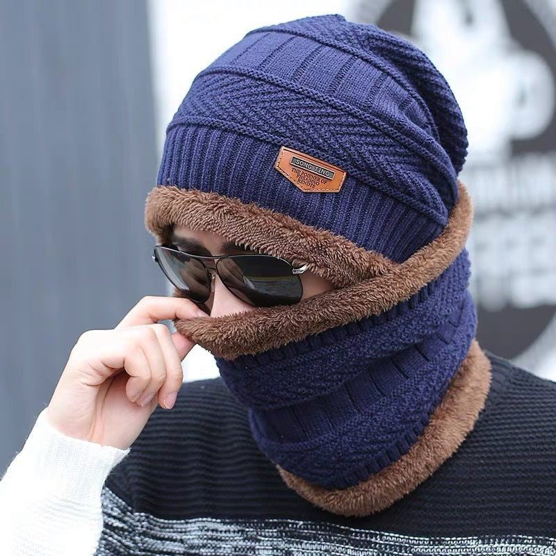 Knitted hat and scarf set for men