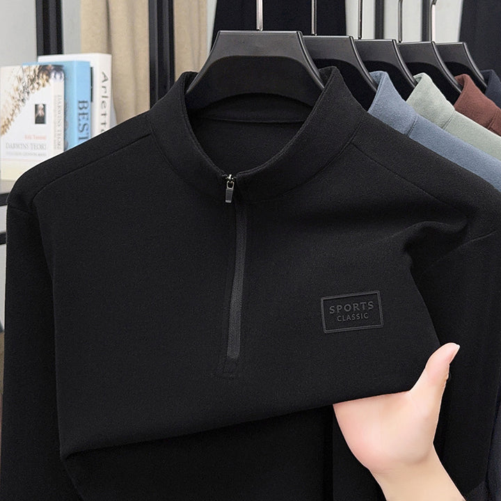 Men's sweatshirt with zipper and stand-up collar