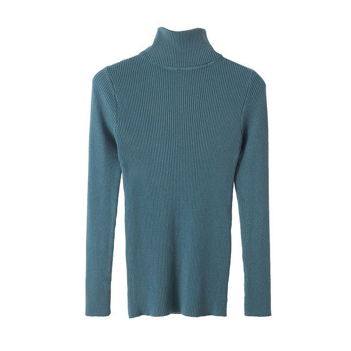Women's knitted pullover, high neck, slim fit