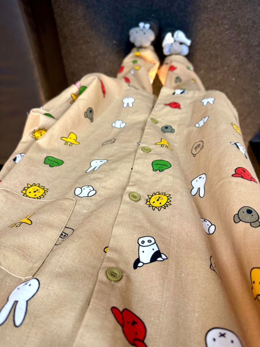 Cotton loungewear, brushed, long, cartoon design