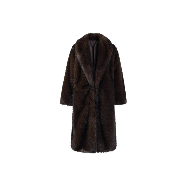 Long Vintage Coat in Faux Fur Look