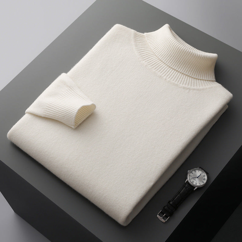 Men's wool pullover, turtleneck, 100% wool