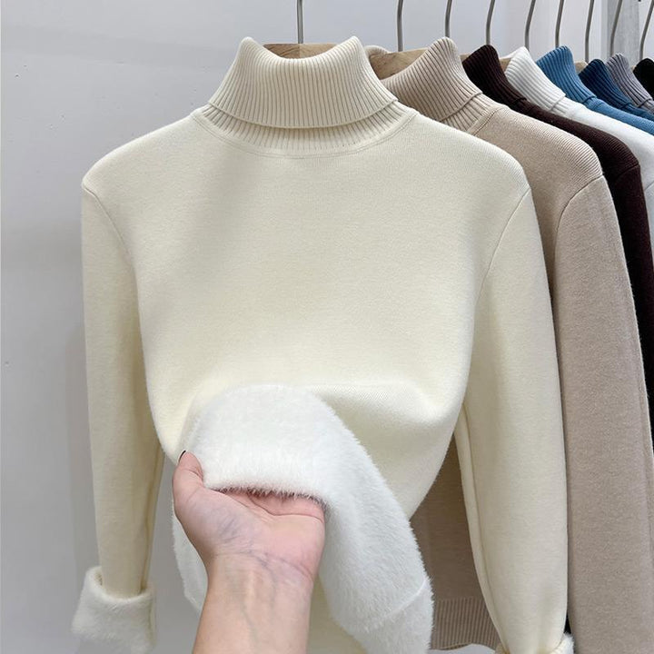 Women's turtleneck sweater, lined, warm, long sleeve