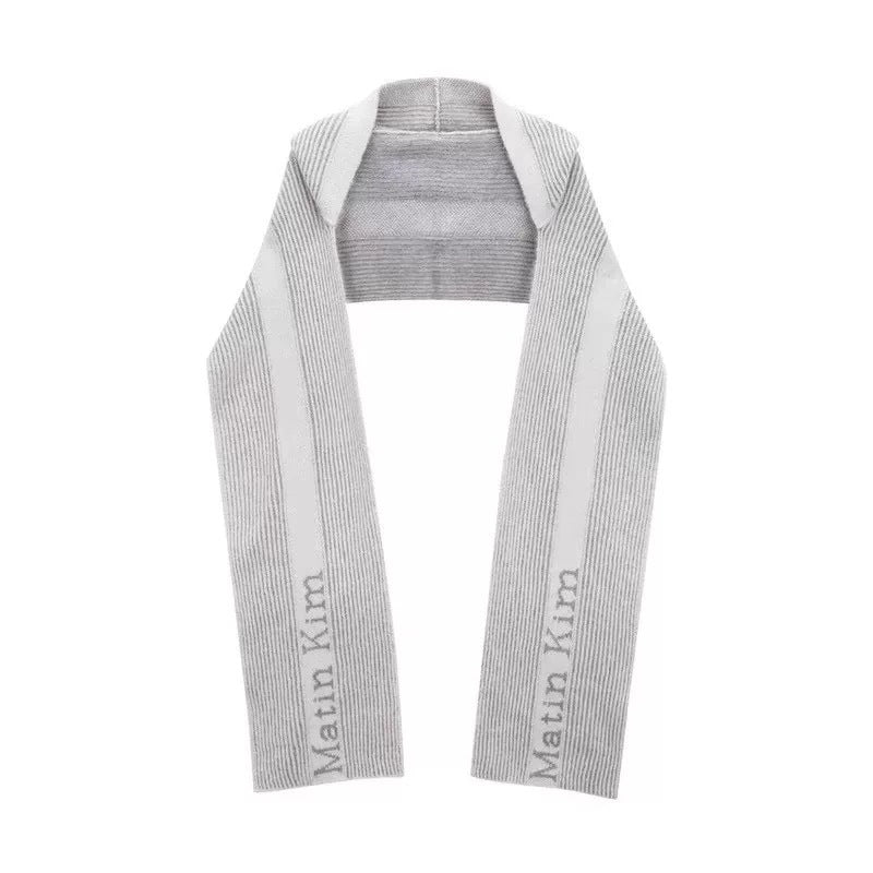 Hooded scarf made of alpaca wool, striped, 192x22 cm