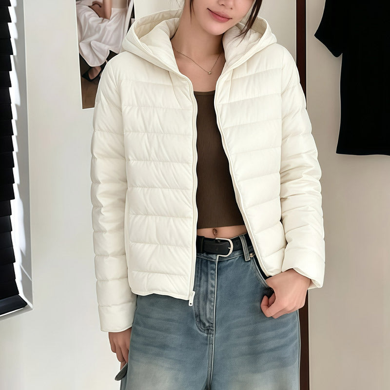 Light down jacket with hood, 90% goose down