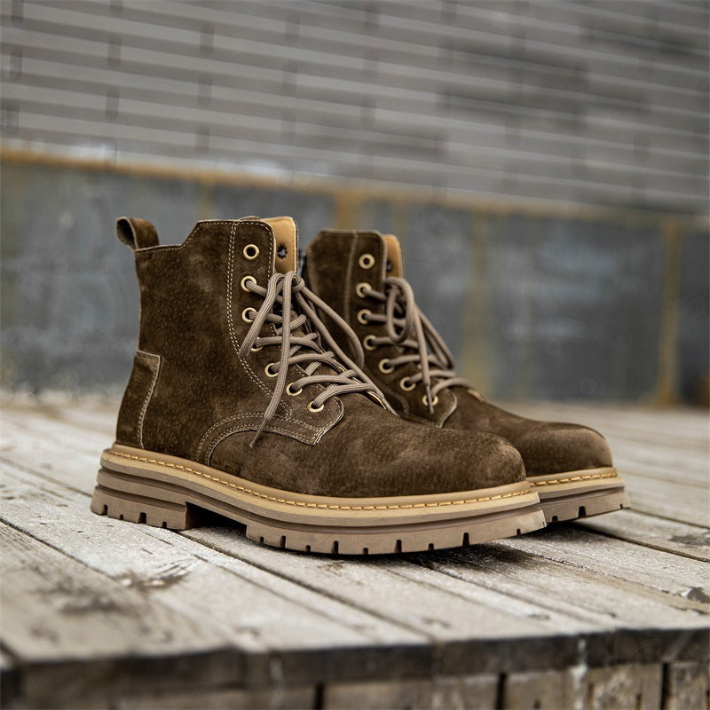 Men's boots, leather, side zipper