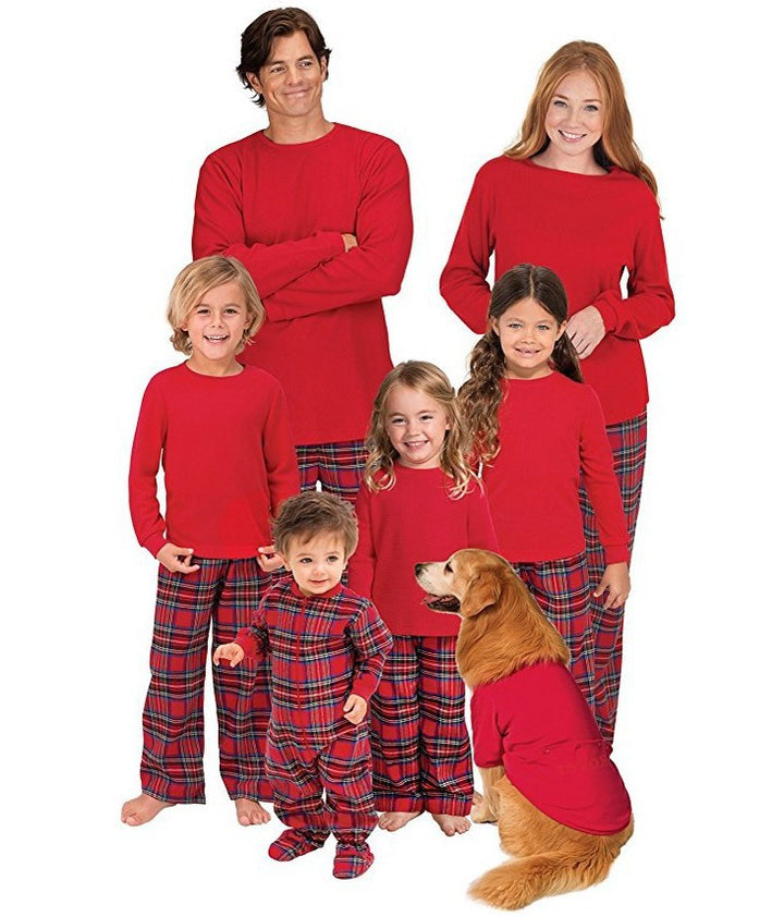 Christmas pajama set with reindeer motif and check pattern