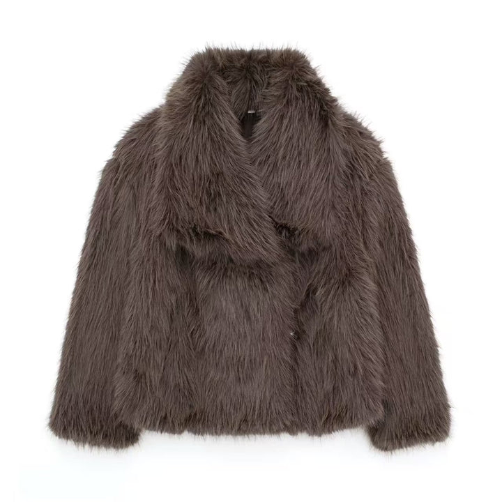 Women’s winter coat, faux fur, large lapel collar
