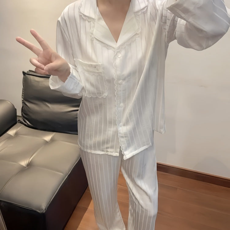 Ladies' pajamas, ice silk, long, with texture