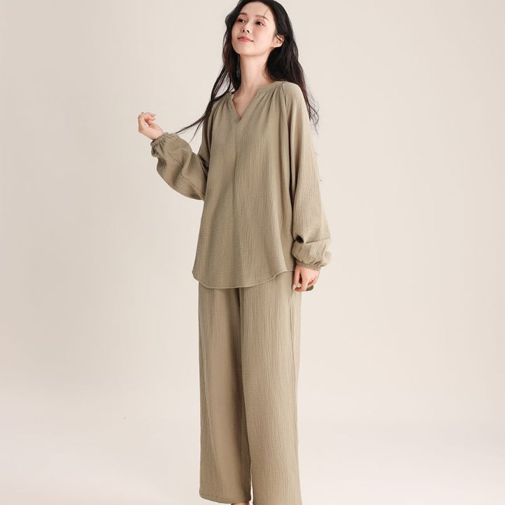 Women’s Pajama Set, Double Layer Gauze, V-Neck