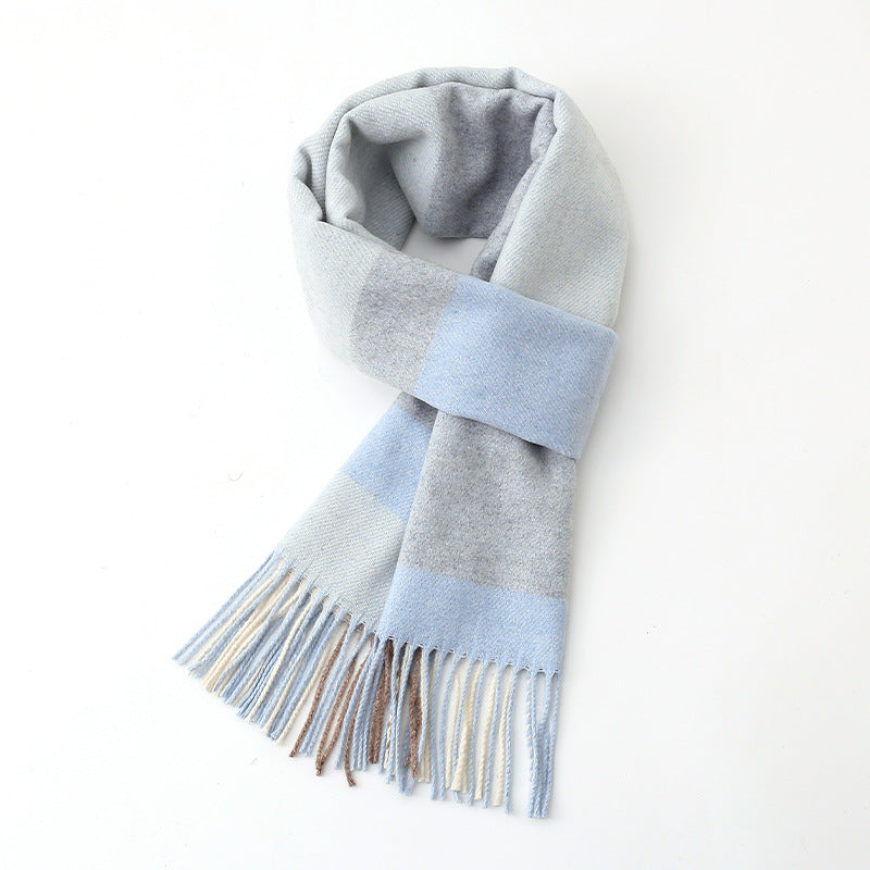 Wool scarf, checked or solid color, 170x32cm