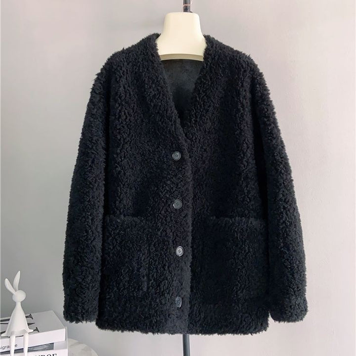 Women's faux sheepskin coat, lined