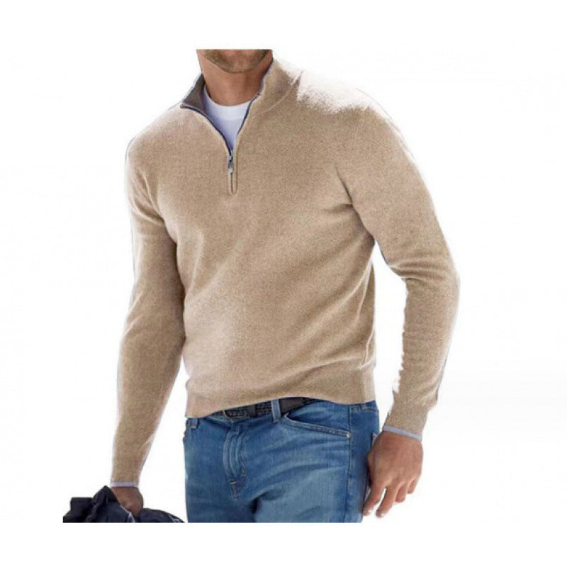 Men's Long Sleeve Cashmere Sweater, Simple Design