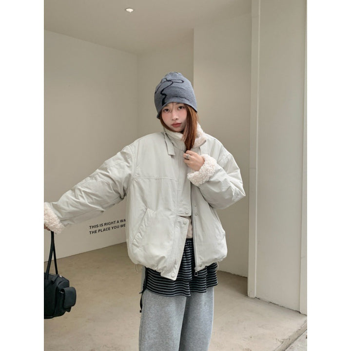 Women's parka with lamb fleece lining