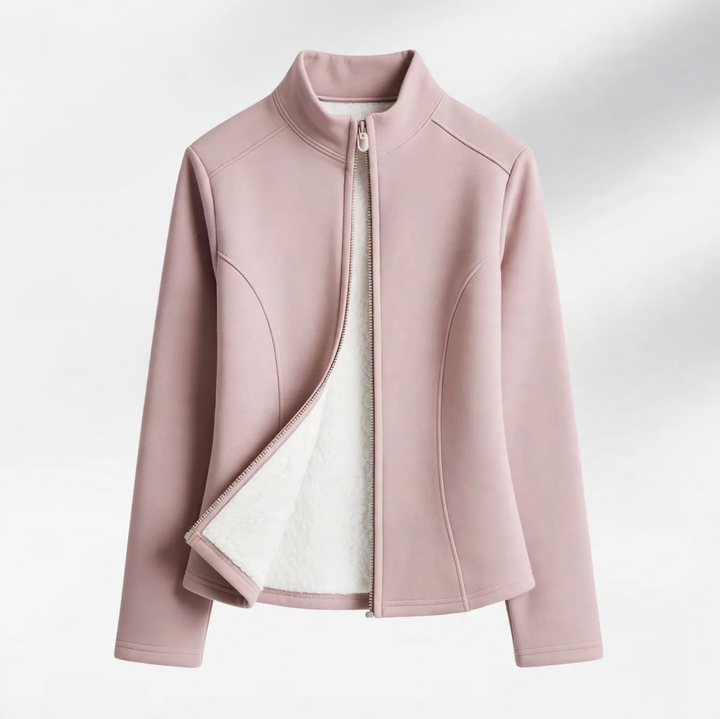 Padded women's yoga jacket with tailored cut and zipper