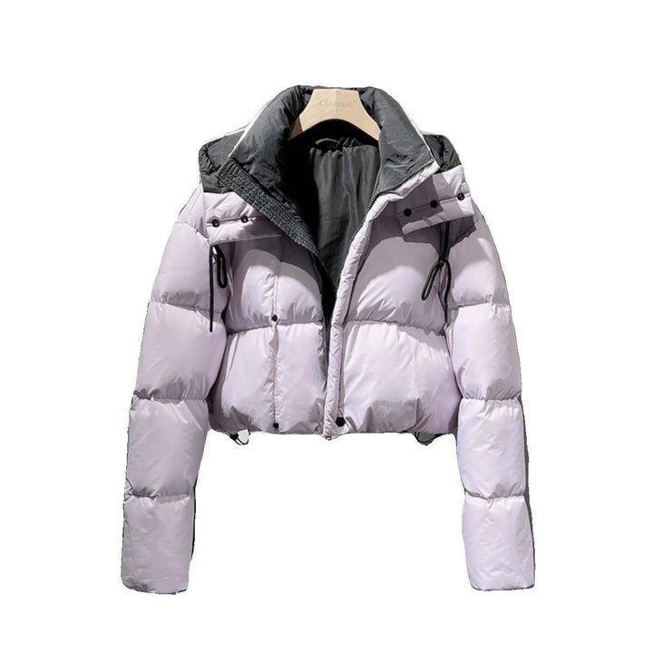 Short women's quilted jacket, high-waisted, lined