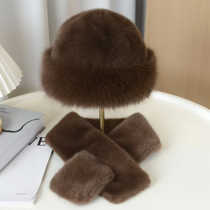 Faux fur hat and scarf set
