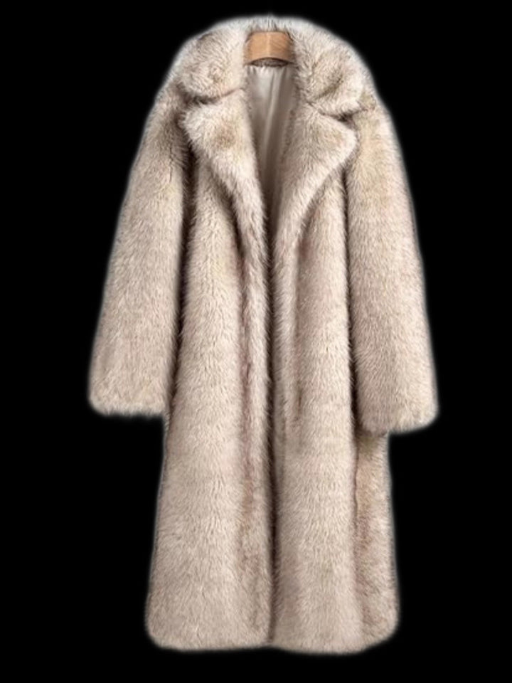 Long faux fur coat in fox fur look