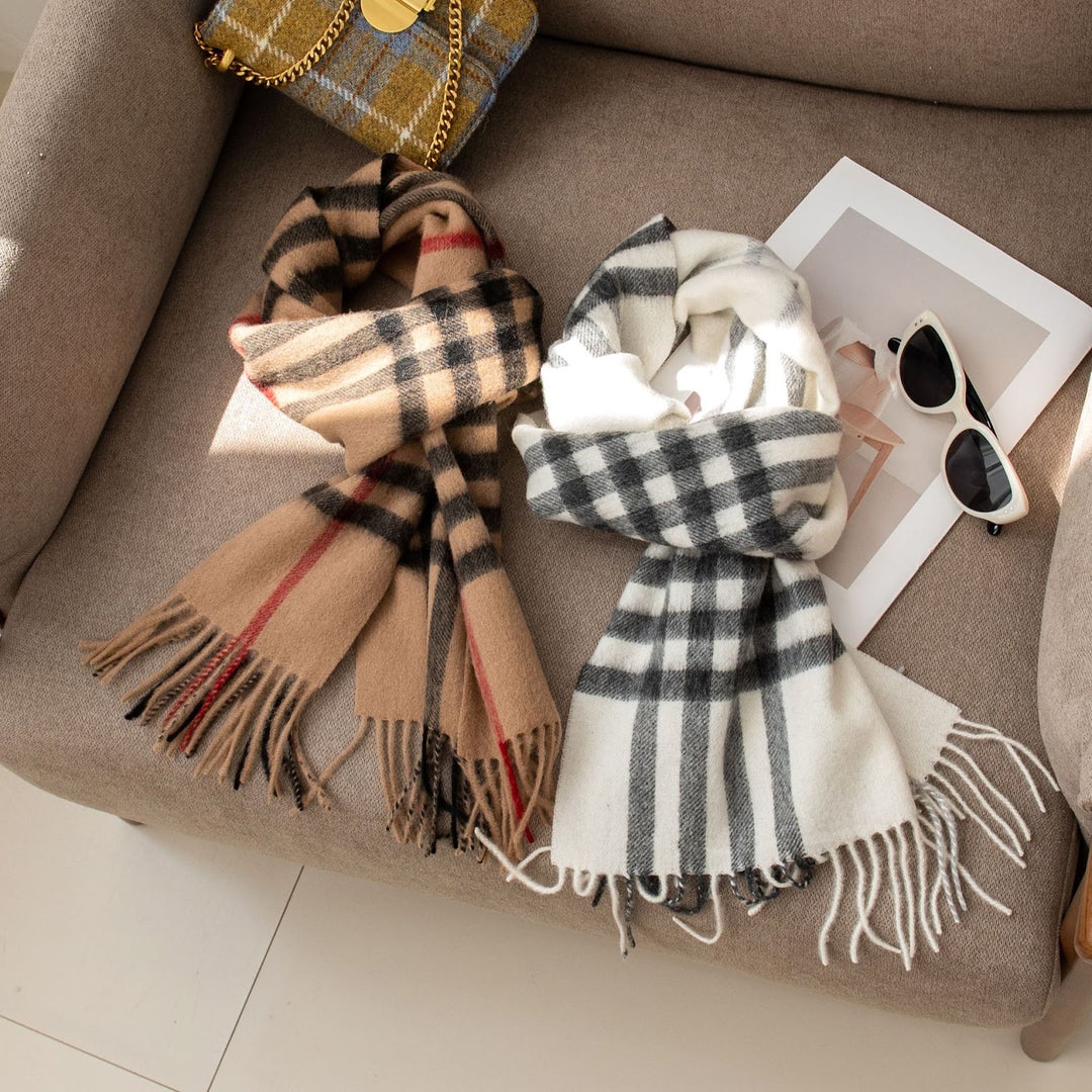 Checked wool scarf, 100% wool