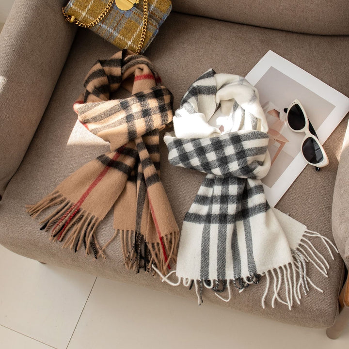 Checked wool scarf, 100% wool