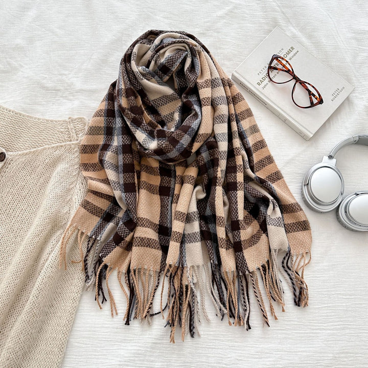 Checked scarf in cashmere look, warming