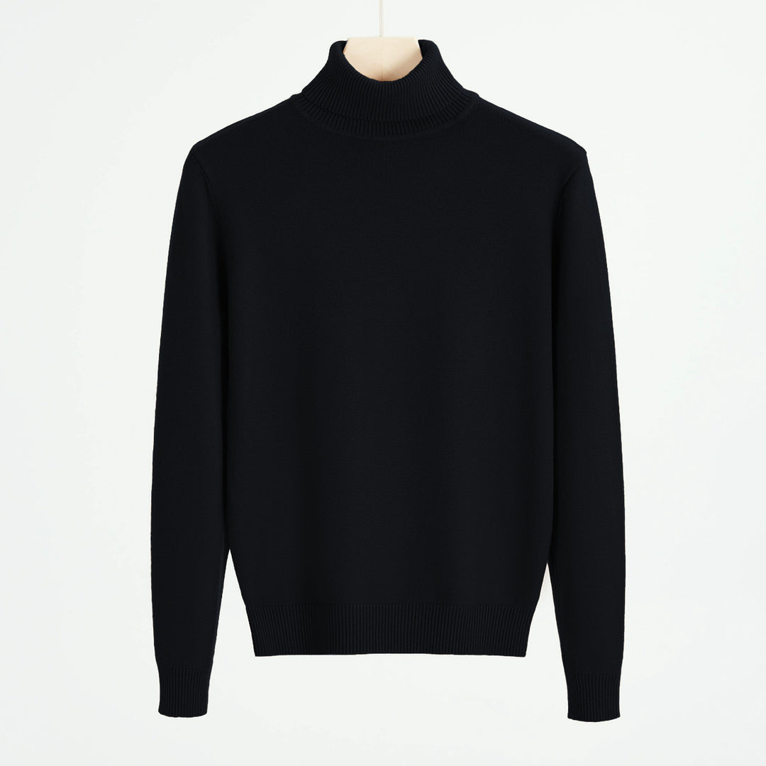 Men's knit sweater with turtleneck, warm