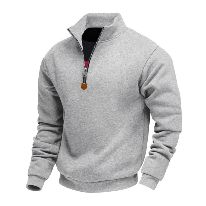 Athletic men's sweater with zipper and lining