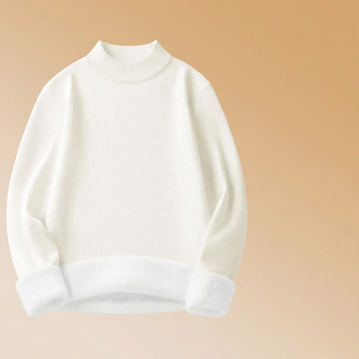 Men's knitted sweater, padded, stand-up collar