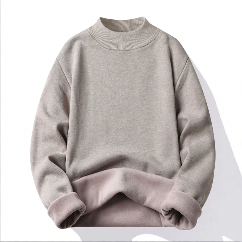 Men's sweater with stand-up collar, padded, loose