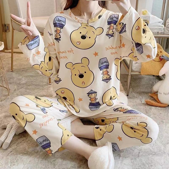 Women's pajamas, long-sleeved, cartoon design