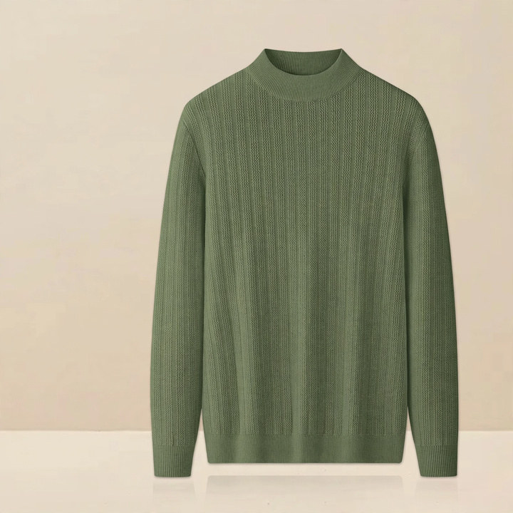 Men's knitted sweater with stand-up collar