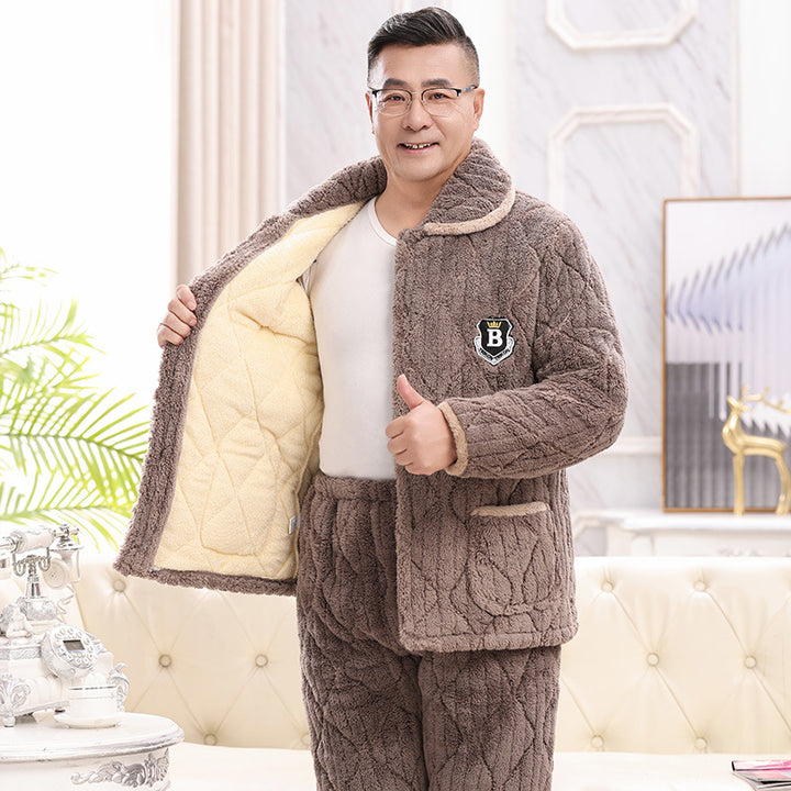 Warmer men's pajamas, padded, for winter