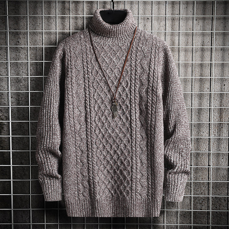 Men's sweater, turtleneck, diamond pattern, slim