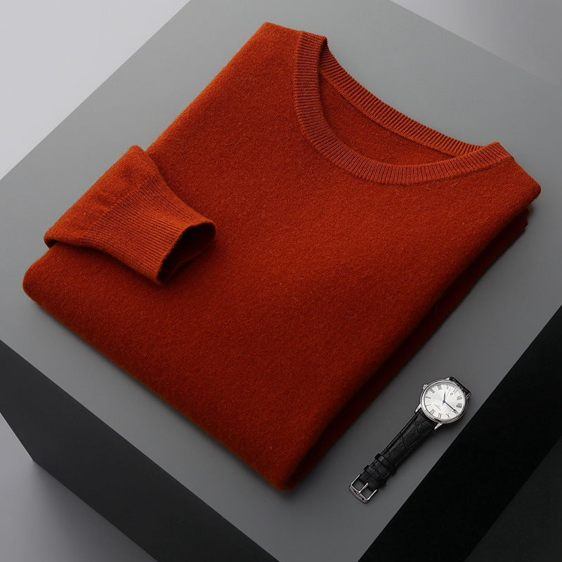 Men's cashmere sweater, crew neck, warm, 350g