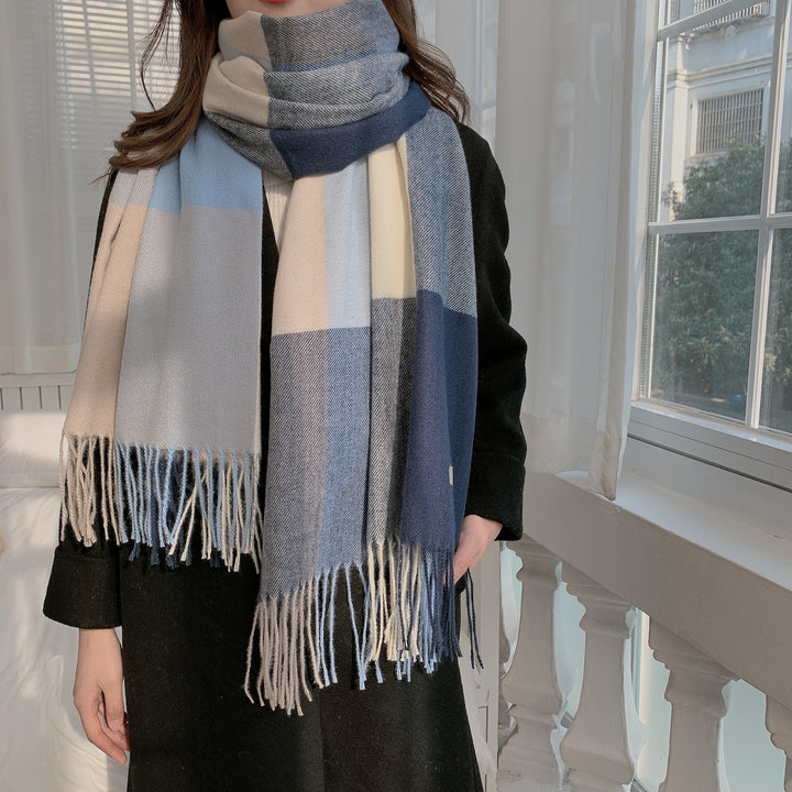 Checkered scarf in cashmere look, 70x200 cm