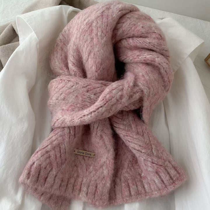 Solid color alpaca wool blend knit scarf, 22x162 cm